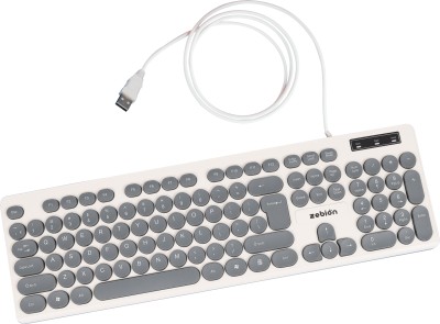 zebion Blitz Roundkey USB Keyboard, Unexpectedly Smoooth, Slim design, 1 Year Warranty, Desktop/Laptop, Keyboard Skin(White, Grey)