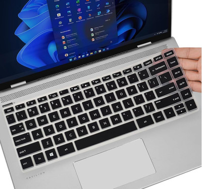 VISHAL Best Keyboard skin for Laptop and Laptop Keyboard keyboard & laptop Keyboard Skin(14-CM/CF 14-DF/DK/DS HP 14m-BA/CD 14m-DH [NOT FIT 14M-DW/DY] - Silicon Black)