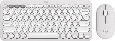 Logitech Pebble 2 Combo Bluetooth Standard Multi-device Keyboard Compatible with Desktop, Laptop, Mac multimedia_keys(White)