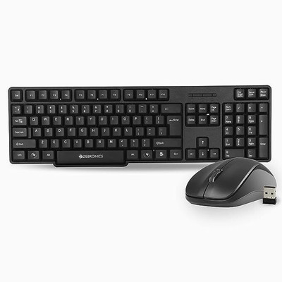 ZEBRONICS Zeb-Companion 107 and Mouse Combo with Nano Receiver Wireless Laptop Keyboard(Black)