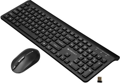 ZEBRONICS Companion 130 (Zeb- KWKB 1) Wireless Handheld Desktop Keyboard Compatible with Desktop, Laptop, Mac 2.4GHz Wireless, 105 Keys, 12 Multimedia Keys, 1600 DPI, 4 Buttons(Black)