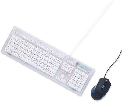 Arctic Fox Crystal Wired Keyboard and Mouse Combo Combo Set Designed for Gaming(Transparent White, Black)