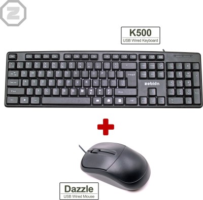 zebion K500 Keyboard +Dazzle Mouse Wired (Combo) Wired USB Desktop Keyboard(Black)