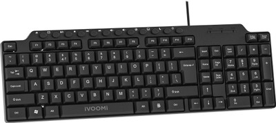 iVoomi Ziggy Multimedia Wired USB Standard Desktop Keyboard Compatible with Desktop, Laptop, Mac(Black)