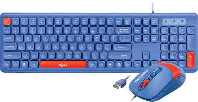 FINGERS Velvet Combo – Rangeela Series Wired USB Desktop Keyboard(Sapphire Blue + Orange)