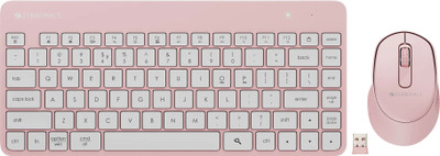 ZEBRONICS Companion 201 Wireless Standard Desktop Keyboard Compatible with Desktop, Laptop, Mac 83 Keys, AI Assist Key, 12 Multimedia Keys, 1600 DPI, 3 Buttons Silent Operation(Pink)