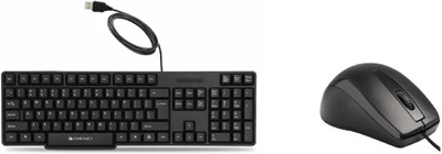 ZEBRONICS ZEB K20 Keyboard and Alex Wired Optical Mouse Combo Set Wired USB Standard Desktop Keyboard Compatible with Desktop, Laptop(Black)