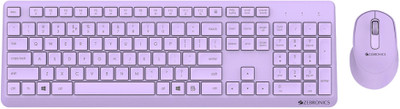 ZEBRONICS ZEB-COMPANION 200 Wireless Standard Desktop Keyboard Compatible with Desktop, Laptop, Mac Companion 200 Wireless Combo with Silent Operation Mouse, Power Saving Mode Wireless Desktop Keyboard (Purple)(Purple)