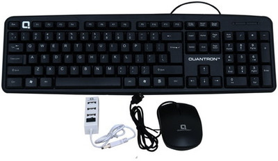 Quantron QKB-11 WIRED KEYBOARD +QMU-535 WIRED MOUSE +QUH-210 4 PORT USB HUB COMBO PACK. Wired USB Standard Desktop Keyboard Compatible with Desktop, Laptop, Mac(Black) Quantron QKB-11 WIRED KEYBOARD +QMU-535 WIRED MOUSE +QUH-210 4 PORT USB HUB COMBO PACK. Wired USB Standard Desktop Keyboard Compatible with Desktop, Laptop, Mac(Black)
