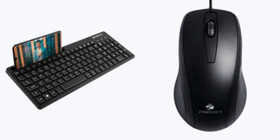 ZEBRONICS Zeb K36+Alex Keyboard & Mouse Combo Wired USB Standard Desktop Keyboard Compatible with Desktop, Laptop(Black)