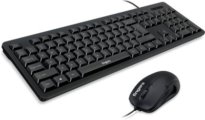 FINGERS Marvel Combo With Mouse Wired USB Standard Desktop Keyboard Compatible with Desktop, Laptop, Tablet, iPad, Mac multimedia_keys,Marvel Combo With Mouse(Jet Black)