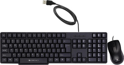 ZEBRONICS Zeb-Judwaa 750 Combo Wired USB Standard Desktop Keyboard Compatible with Desktop, Laptop, Mac with 104 Keys and a USB Mouse with 1200 DPI(Black)