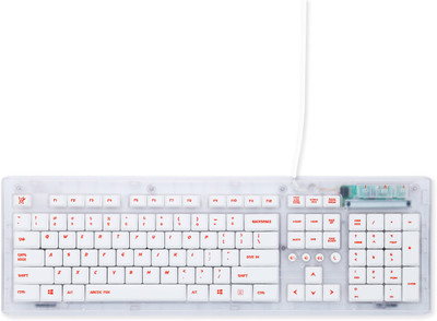 Arctic Fox FAFKEYTRAWW00101E Wired USB Standard Desktop Keyboard Compatible with Desktop, Laptop, Mac stand support,multimedia_keys,Crystal Wired Keyboard(Transparent White)
