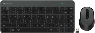 ZEBRONICS Companion 201 Wireless Standard Desktop Keyboard Compatible with Desktop, Laptop, Mac 83 Keys, AI Assist Key, 12 Multimedia Keys, 1600 DPI, 3 Buttons Silent Operation(Grey)