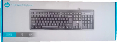 HP K100 Wired Keyboard Wired USB Standard Desktop Keyboard Compatible with Desktop, Laptop, Mac Easy to Use,Plug and Play,Quick, Comfy Durable body(Black)