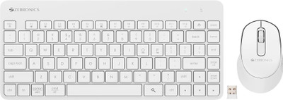 ZEBRONICS Companion 201 Wireless Standard Desktop Keyboard Compatible with Desktop, Laptop, Mac 83 Keys, AI Assist Key, 12 Multimedia Keys, 1600 DPI, 3 Buttons Silent Operation(White)