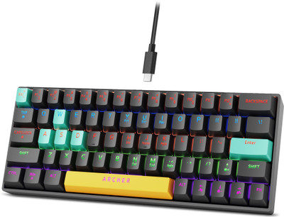 Archer Tech Lab Astra M400 Mechanical Keyboard, 17 RGB Modes, 63 Keys Clicky Blue Switches Wired USB Standard Gaming Keyboard Compatible with Desktop, Laptop, Mac(Multicolor)