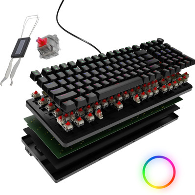 Kreo Hive Full Size Wired Gaming Mechanical Keyboard,Outemu Switches & RGB Backlight Wired USB Standard Gaming Keyboard Compatible with Desktop, Laptop, Mac 3 mode & 1 off mode,, with gaming mode ,Wired Mechanical Gaming Keyboard(All Black, Red Switch) Kreo Hive Full Size Wired Gaming Mechanical Keyboard,Outemu Switches & RGB Backlight Wired USB Standard Gaming Keyboard Compatible with Desktop, Laptop, Mac 3 mode & 1 off mode,, with gaming mode ,Wired Mechanical Gaming Keyboard(All Black, Red Switch)