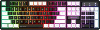 Ant Esports MK1450 Pro / Backlit Membrane with Mixed Color Lighting Wired USB Standard Gaming Keyboard Compatible with Desktop, Laptop, Mac with gaming mode ,multimedia_keys,Ant Esports MK1450 Pro Backlit Membran with Mixed Colour Lighting, Wired USB Gaming Keyboard (Black)(Black)