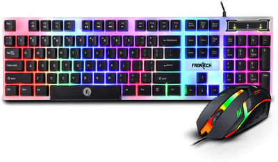 Frontech KB-0040P Wired Gaming Keyboard and Mouse Combo | 1200 DPI Optical Mouse Wired USB Standard Gaming Keyboard Compatible with Desktop, Laptop, Mac(Black)