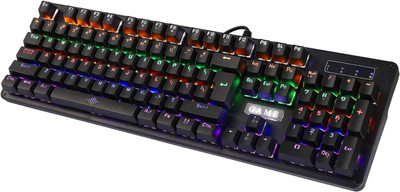 microware K30 USB Wired Mechanical Keyboard,Mechanical Gaming Keyboard with Switch 104Keys Wired USB Standard Gaming Keyboard Compatible with Desktop, Laptop, Mac , with gaming mode ,stand support,multimedia_keys,USB Wired Gaming Keyboard, Quiet Red Switch Mechanical Keyboard with RGB Backlit(Black)