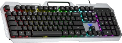 Aula F2023 / Anti-ghosting, Aluminium body with Mobile holder, Membrane Wired USB Gaming Keyboard(Black)