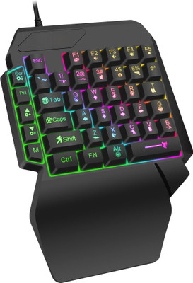 DWH F6 Wired USB Standard Gaming Keyboard Compatible with Desktop, Laptop, Mac multimedia_keys,DWH F6 Single Hand RGB Gaming Semi-Mechanical Keyboard(Rgb)