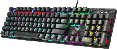 Aula S2022 Mechanical Wired USB Standard Gaming Keyboard Compatible with Desktop, Laptop, Mac stand support(Black)