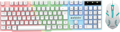 zebion Sensei Gaming Keyboard Mouse Combo Wired USB Standard Gaming Keyboard Compatible with Desktop, Laptop, Mac(White)