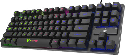 EVOFOX Fireblade LED Backlit Wired USB Standard Gaming Keyboard Compatible with Desktop, Laptop, Mac with gaming mode ,stand support,multimedia_keys,Fireblade(Black)