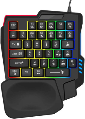 MILLENNIUM TECHNOLOGY One Handed RGB Backlite 35Keys Wired USB Handheld Gaming Keyboard Compatible with Desktop, Laptop, Mac(Black)