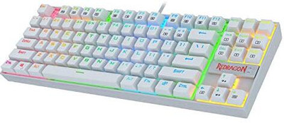 Redragon Kumara K552 RGB White Blue Switch Wired USB Handheld Gaming Keyboard Compatible with Desktop, Laptop, Mac(White)