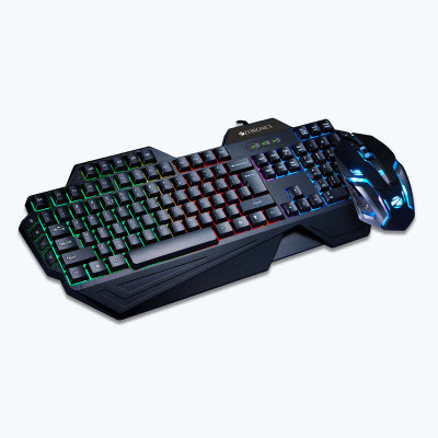 ZEBRONICS Optimus Gaming Keyboard Mouse Combo Wired USB Standard Gaming Keyboard Compatible with Desktop, Laptop, Mac stand support,multimedia_keys,Optimus(Black)