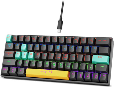 Archer Tech Lab Astra M400 Mechanical Keyboard, 17 RGB Modes, 63 Keys Clicky Blue Switches Wired USB Standard Gaming Keyboard Compatible with Desktop, Laptop, Mac(Multicolor)