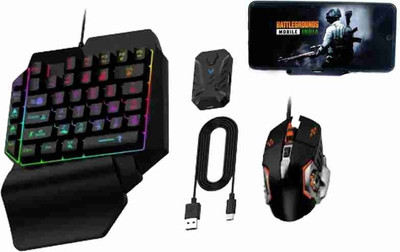 Confiavel GAMING KEYBOARD AND MOUSE FOR FREEFIRE , FREE FIRE MAX Bluetooth Handheld Gaming Keyboard Compatible with Desktop, Laptop, Mac(Black)
