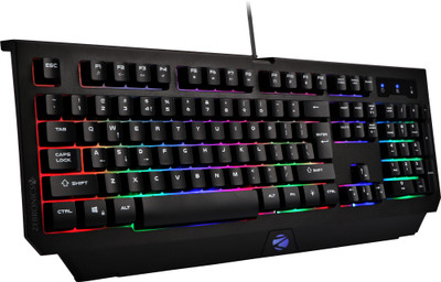 ZEBRONICS Transformer K2 Wired USB Standard Desktop Keyboard Compatible With Desktop, Laptop, Mac 104 Keys, Multi-Color LED, 1.8m Braided Cable, Multicolor LED Laser Keycaps  (Black) For Rs. 759 @ 62 %
