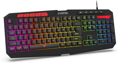 EVOFOX Deathray V2 Pro Programmable RGB Silent Membrane Wired USB Standard Gaming Keyboard Compatible with Desktop, Laptop, Mac(Black)