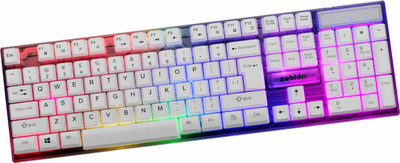 zebion Yama Rainbow Backlit Gaming Keyboard for PC Laptop Gamers and Work, 104 Keys Wired USB Standard Gaming Keyboard Compatible with Desktop, Laptop, Tablet, iPad, Mac(White)