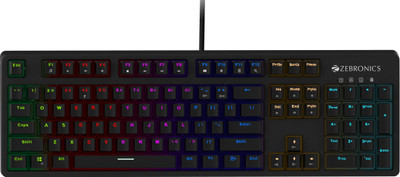 ZEBRONICS Zeb-Max Plus V2 Wired USB Standard Gaming Keyboard Compatible with Desktop, Laptop, Mac with gaming mode ,multimedia_keys(Black)