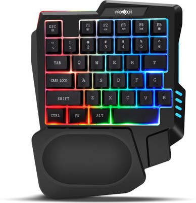 Frontech KB-0008P Wired USB Handheld Gaming Keyboard Compatible with Desktop, Tablet, Laptop(Black)