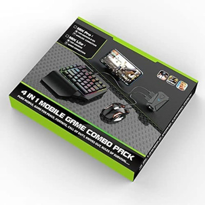 BCG One handed gaming Bluetooth Gaming Keyboard Mouse 4 in 1 Wireless Handheld Gaming Keyboard Compatible with Desktop, iPad, Laptop(Black)