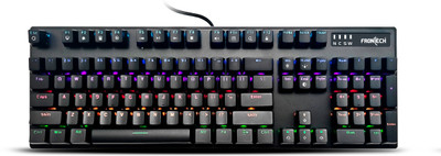 Frontech KB-0014P | 104 Keys | Anti-Ghosting | Ergonomic Design | 12 Multimedia Hotkeys Wired USB Standard Gaming Keyboard Compatible with Desktop, Laptop, Tablet(Black)