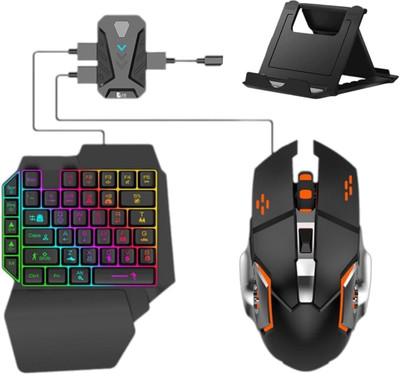 CELMEX 4 in 1 Mobile Game Combo Pack with RGB Mini Gaming Keyboard & Mouse Bluetooth Handheld Gaming Keyboard Compatible with Desktop, Laptop, Tablet(Multicolor)