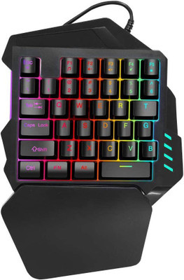 TechGuy4u One-Handed RGB Backlight Gaming Keyboard, 35-Keys USB Wired Membrane Keycap Wired USB Standard Gaming Keyboard Compatible with Desktop, Laptop, Mac(Multicolor)