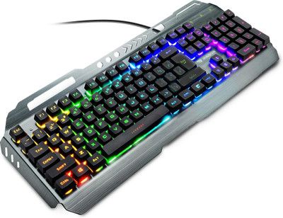 RAEGR RapidGear X70 USB Gaming Keyboard | Made of ABS Body | 3 Rainbow Lighting Modes Wired USB Standard Gaming Keyboard Compatible with Laptop, Desktop, Mac(Grey)