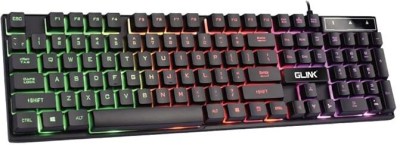 Glink GLK-003L Rainbow LED Lighting Premium Gaming USB Wired Keyboard with Backlit Wired USB Gaming Keyboard(Black)