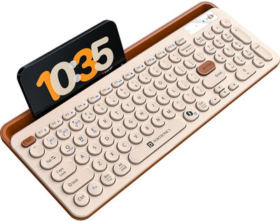 Portronics Bubble 3.0 Wireless Bluetooth Rechargeable Keyboard,Dual Height Adjustment Bluetooth, Wireless Standard Laptop Keyboard Compatible with Laptop, Desktop(Beige)