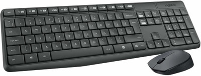 Logitech MK235 Full-Sized, 15 FN Keys, 3-Year Battery Life Combo Mouse and Wireless Standard Laptop Keyboard Compatible with Desktop, Laptop, Mac 2.4 GHz Wireless Unifying USB Receiver, Compatible with PC,(Black & Gray)