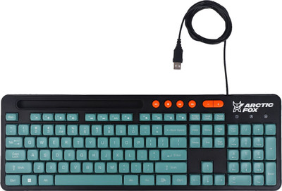 Arctic Fox KB631 Wired Keyboard Wired USB Standard Laptop Keyboard Compatible with Desktop, Laptop, Mac, Tablet(Black, Glacier Blue)