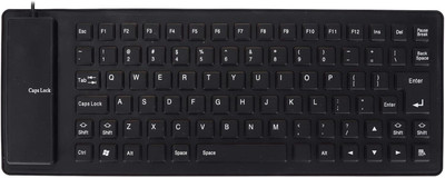 THEITDEALS Foldable Silicone Keyboard, USB Waterproof Travel Gaming Wired Keyboard Wired USB Laptop-size Multi-device Keyboard Compatible with iPad, Desktop, Laptop, Tablet, Mac(Black)